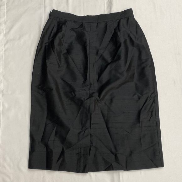 Rena Rowan for Saville Women's Size 6 Silk Skirt Black Lined Midi Length Pencil - Picture 9 of 10